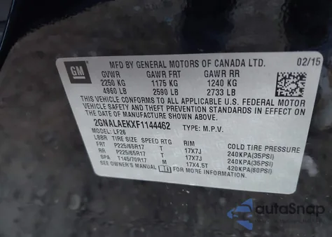 2015 Chevrolet Equinox Ls из США, поврежденный, VIN 2GNALAEKXF1144462